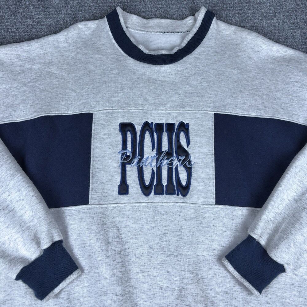 Vintage Dodger PCHS Panthers Sweatshirt XXL Gray Navy Crewneck Made in USA